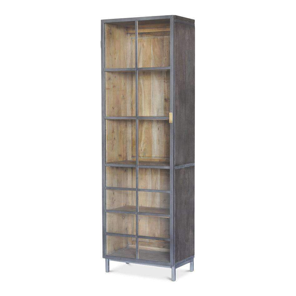 A Gem Of A Handle Display Cabinet-SARREID-SARREID-40661L-Bookcases & CabinetsMoleskin Grey-Left-5-France and Son