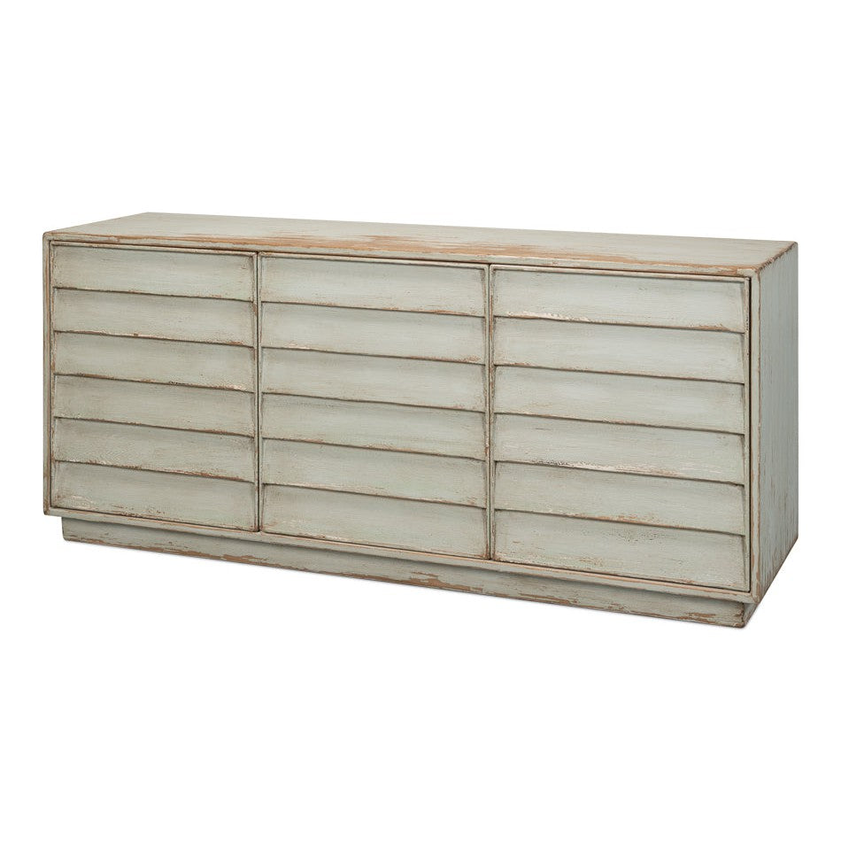 Louvered Sideboard-SARREID-SARREID-40768-4-Sideboards & CredenzasGreen Transitional-8-France and Son