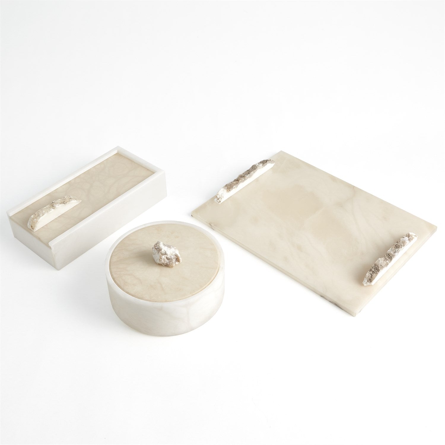 Alabaster box & Tray-Global Views-GVSA-7.30184-Decorative ObjectsRectangle Tray-2-France and Son
