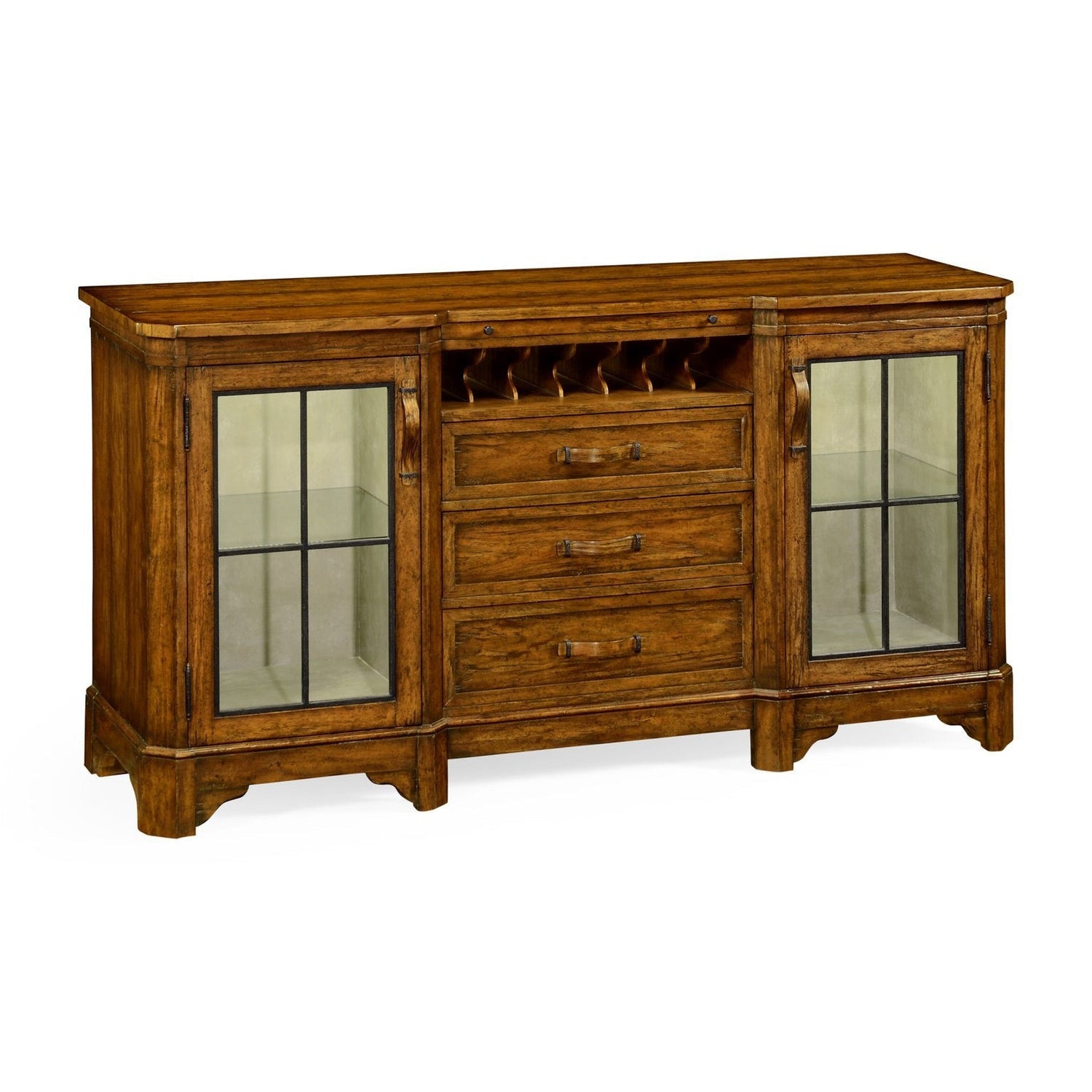 Plank Low Cabinet & Wine Rack with Strap Handles-Jonathan Charles-JCHARLES-491062-DTM-Bar StorageMedium Driftwood-1-France and Son