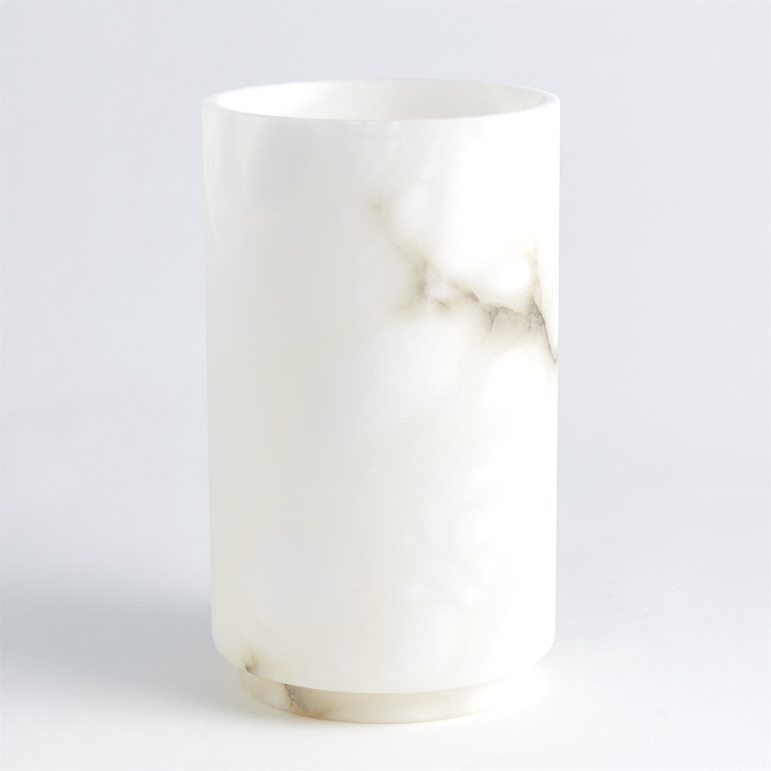 Alabaster Cylinder Vase - White Large-Global Views-GVSA-3.31618-Vases-1-France and Son