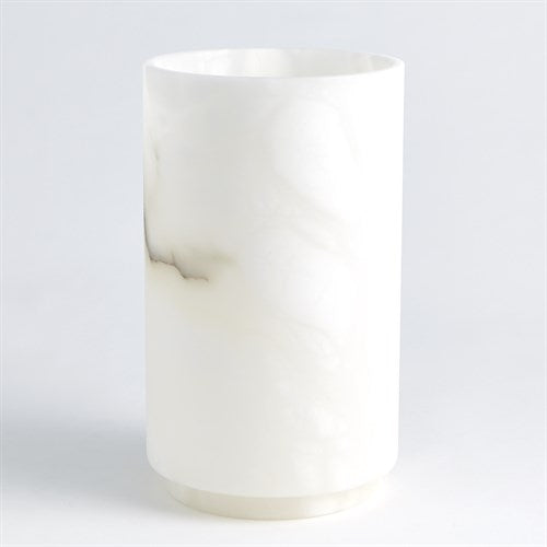 Alabaster Cylinder Vase - White Large-Global Views-GVSA-3.31618-Vases-4-France and Son