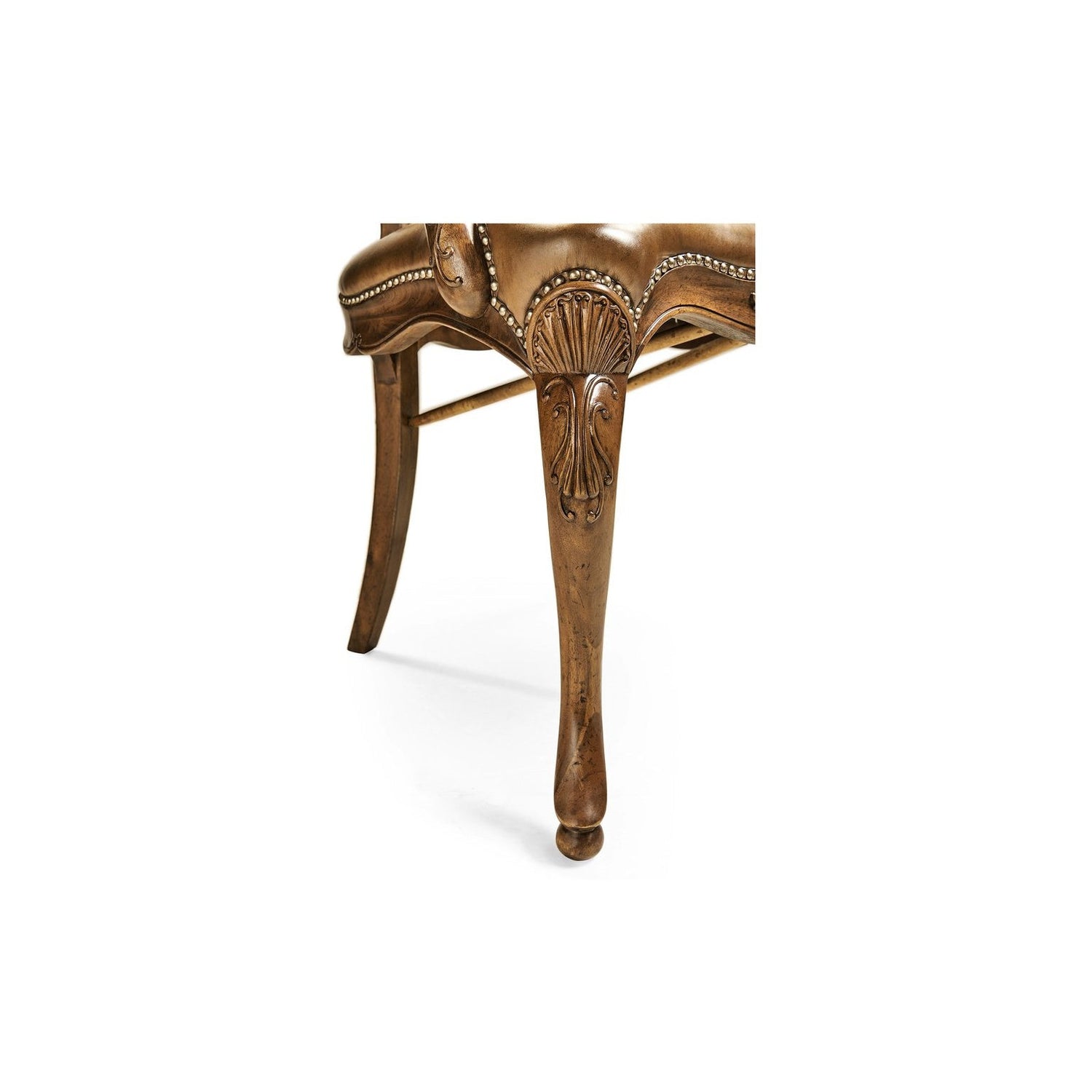 Sheraton Style Oval Back Arm Chair-Jonathan Charles-JCHARLES-494941-AC-WAL-L002-Dining ChairsWalnut & Medium Antique Chestnut Leather-10-France and Son