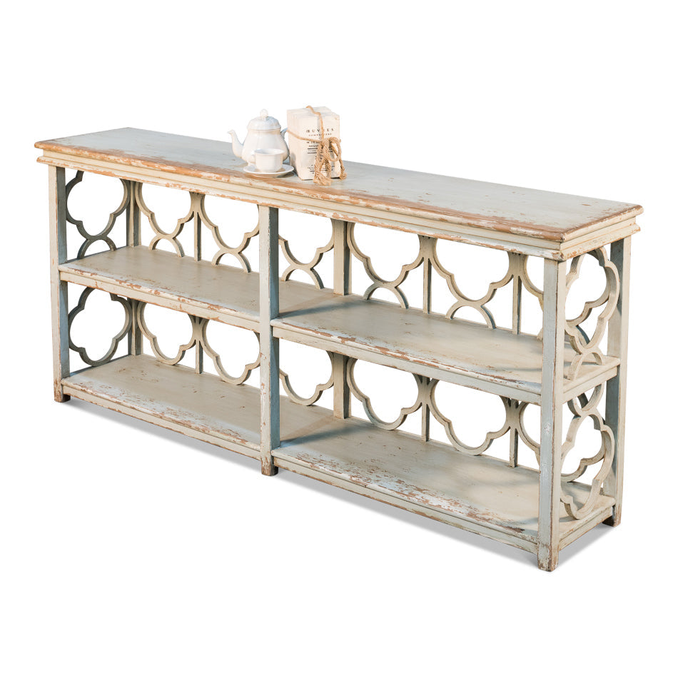 Quatrefoil Bookshelf Console Table-SARREID-SARREID-52761-Console Tables-4-France and Son