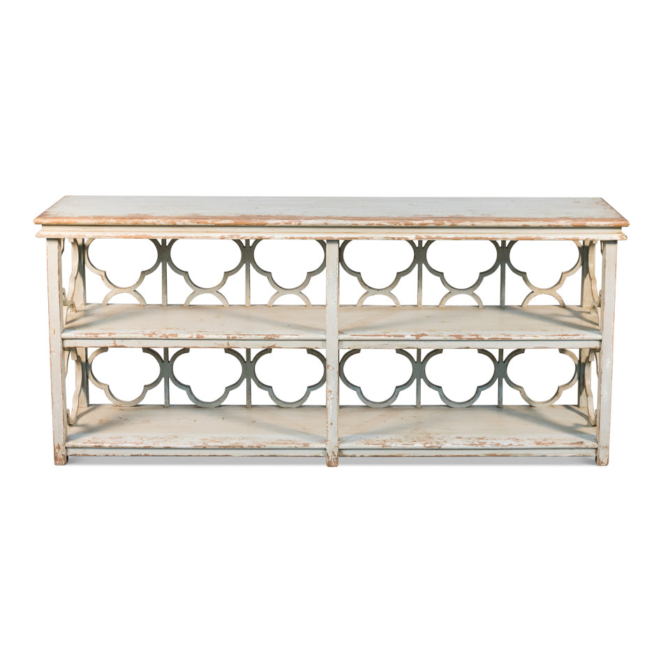 Quatrefoil Bookshelf Console Table-SARREID-SARREID-52761-Console Tables-2-France and Son