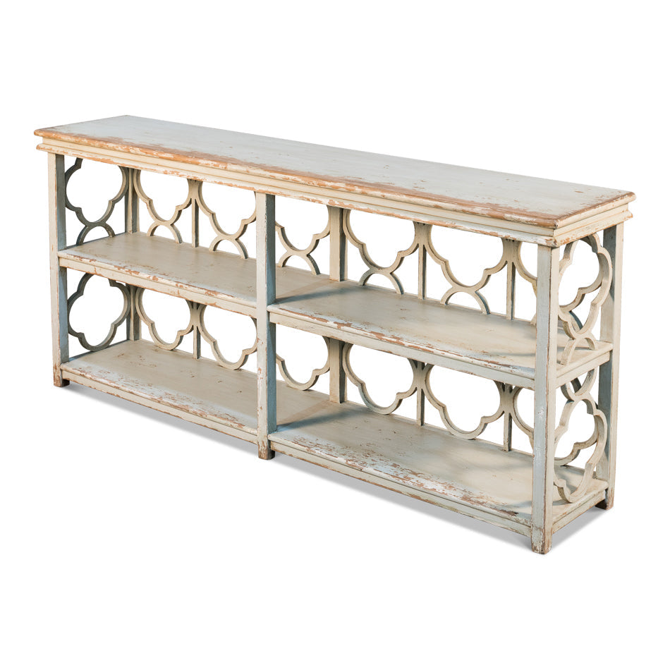 Quatrefoil Bookshelf Console Table-SARREID-SARREID-52761-Console Tables-1-France and Son