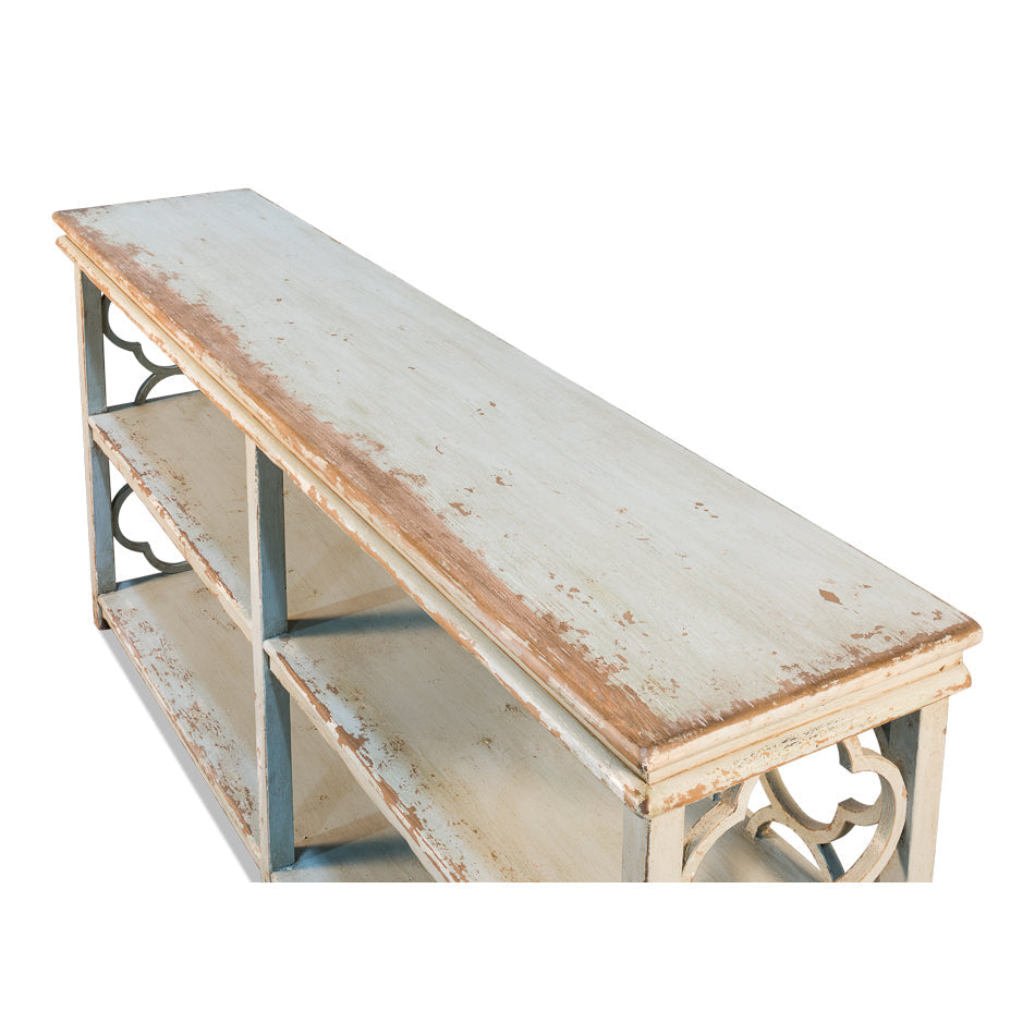 Quatrefoil Bookshelf Console Table-SARREID-SARREID-52761-Console Tables-3-France and Son