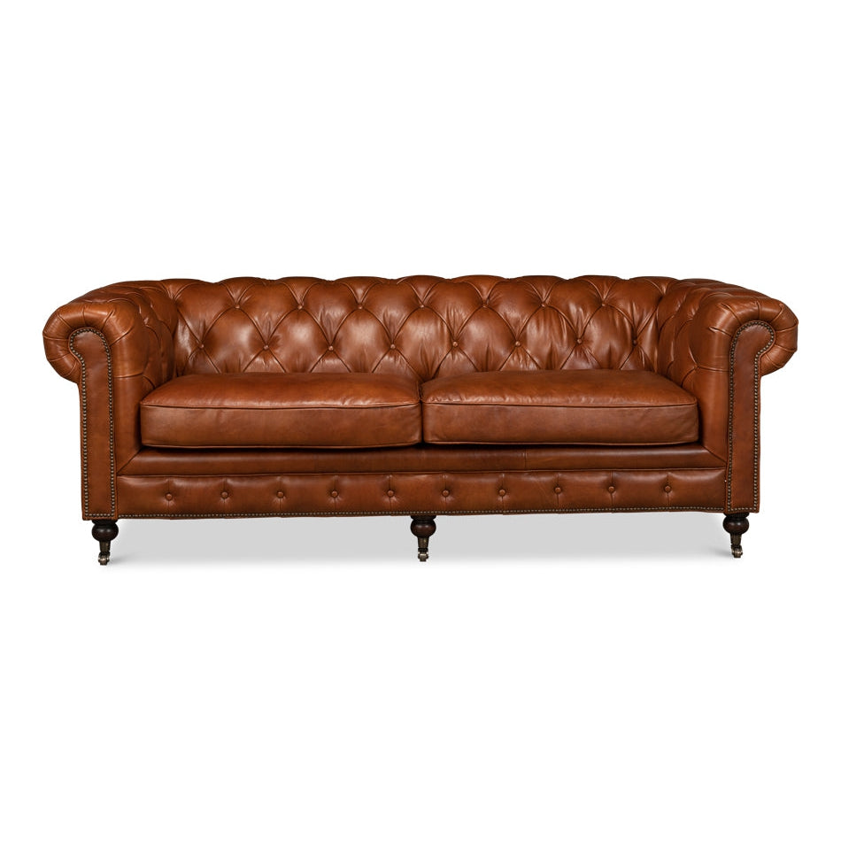 Tufted English Club Sofa-SARREID-SARREID-53128-SofasBrown Leather-1-France and Son