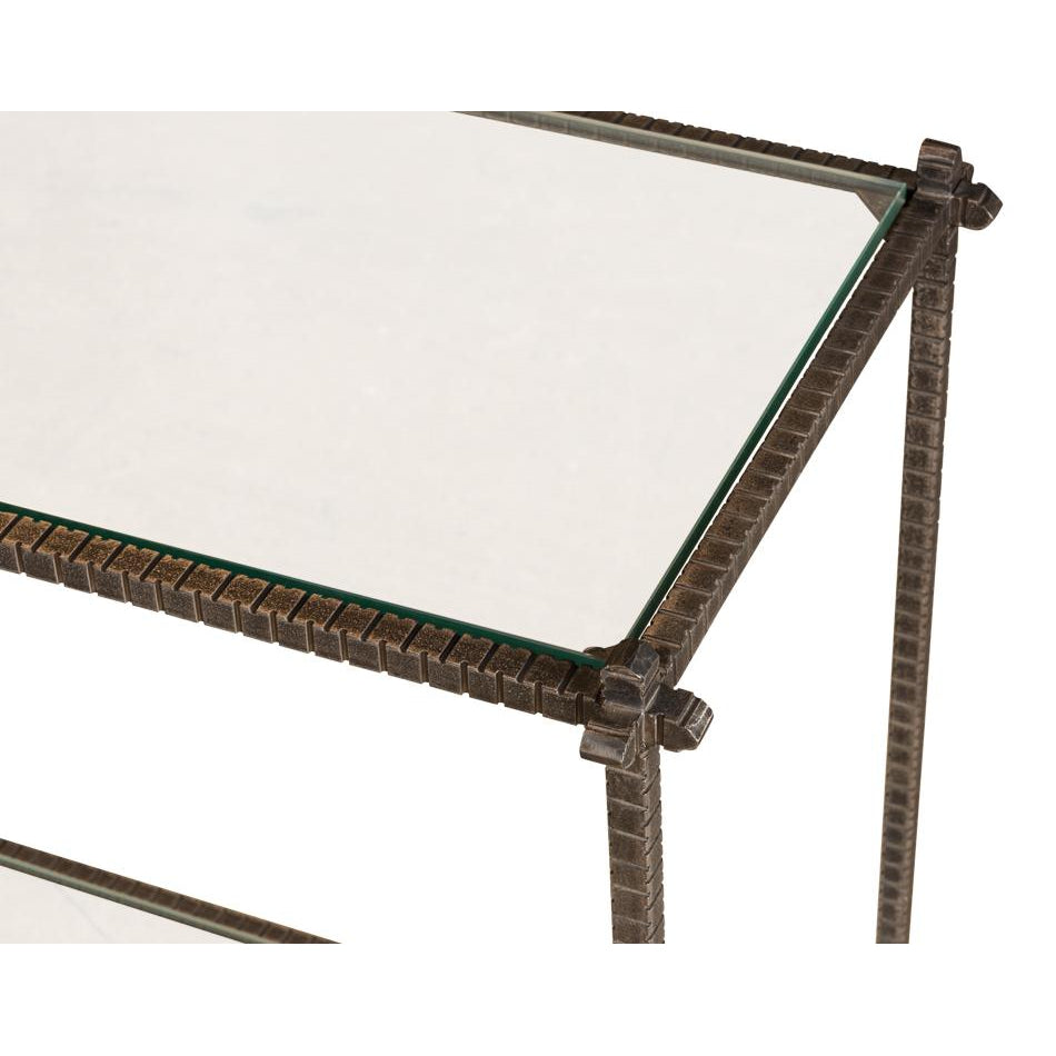 Hand Chased Iron Console Table-SARREID-SARREID-53150-Console Tables-4-France and Son