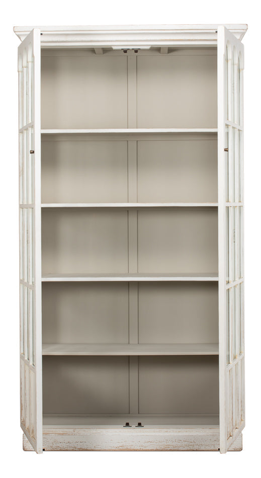 Glass Bookcase Whitewash-SARREID-SARREID-53227-Bookcases & Cabinets-2-France and Son