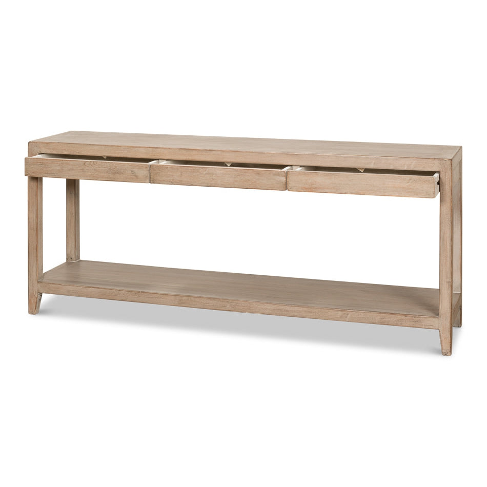 Anton Console With Three Drawers-SARREID-SARREID-53282-Console TablesFrench Walnut Finish-4-France and Son