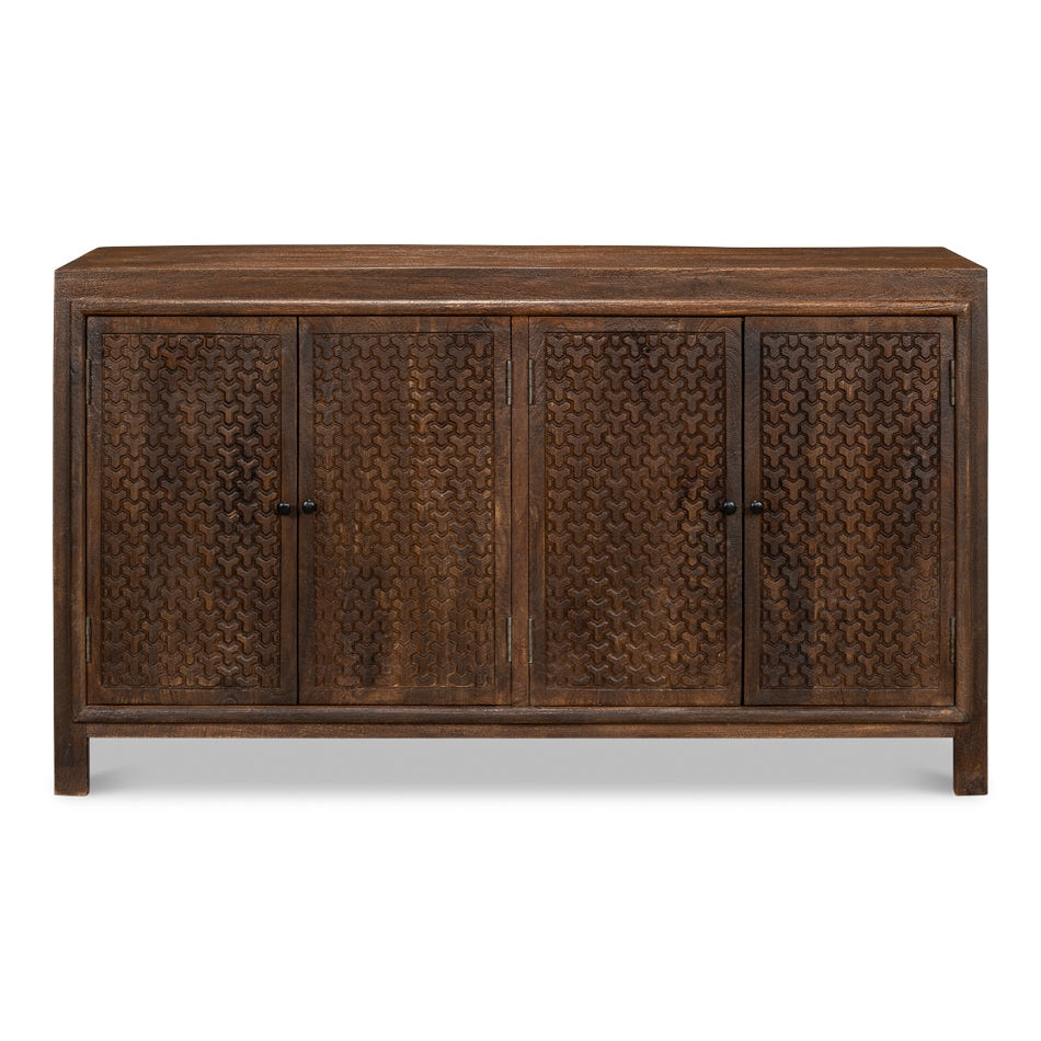 Battle Chainmail 4 Door Sideboard-SARREID-SARREID-53648-Sideboards & Credenzas-1-France and Son