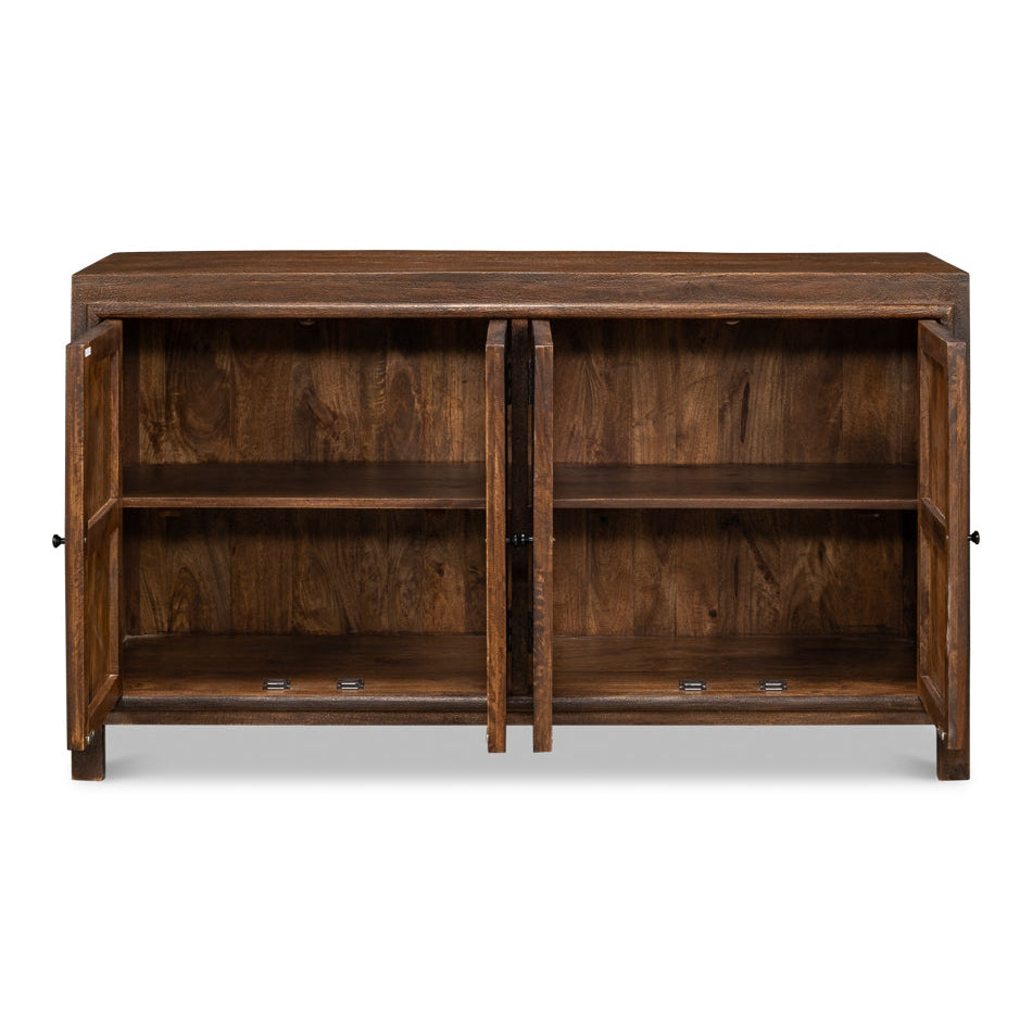 Battle Chainmail 4 Door Sideboard-SARREID-SARREID-53648-Sideboards & Credenzas-2-France and Son