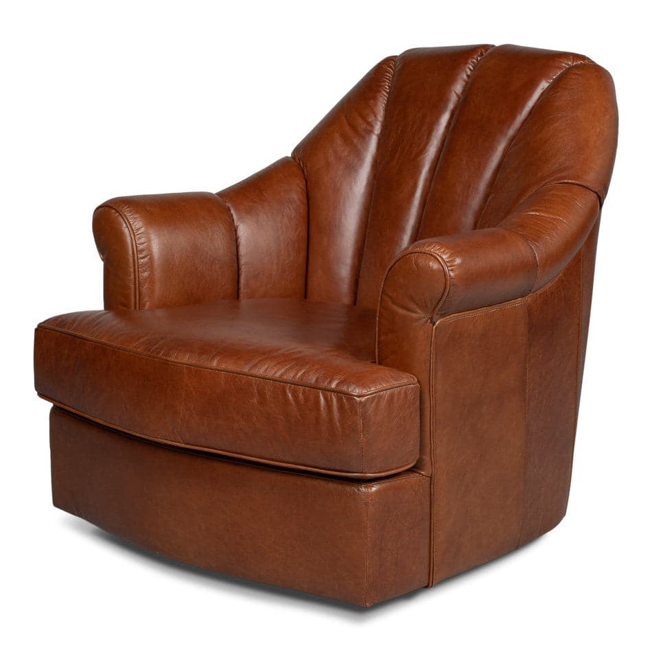 Scoth Swivel Chair In Distilled Leather