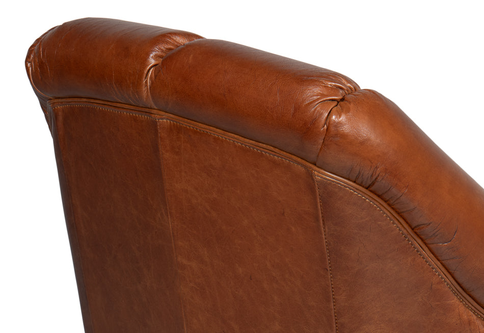 Scoth Swivel Chair In Distilled Leather