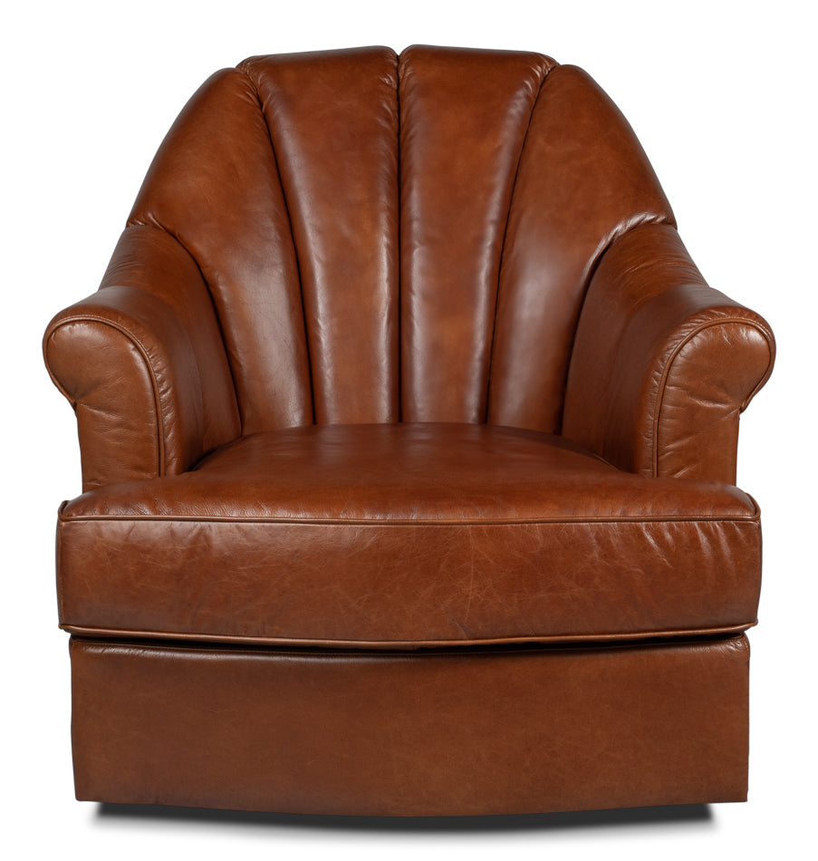Scoth Swivel Chair In Distilled Leather