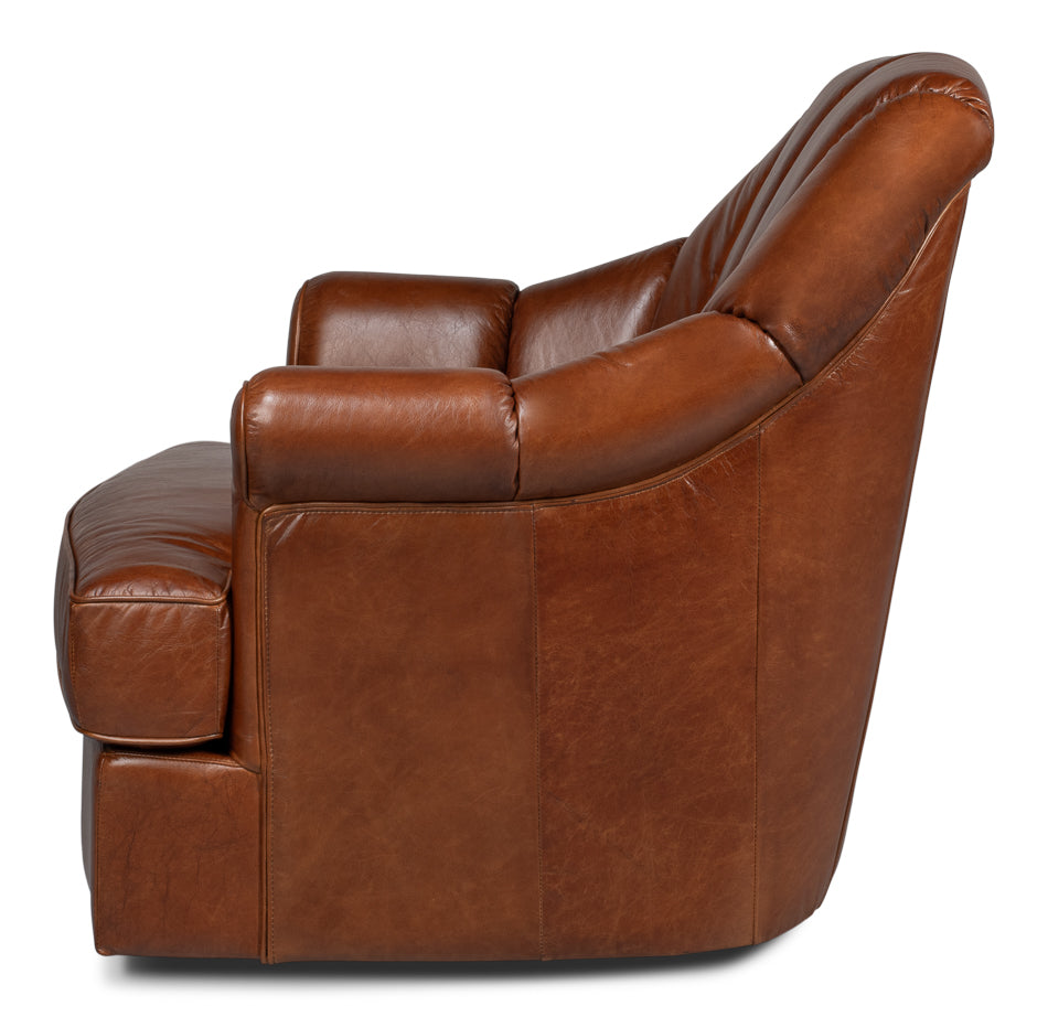 Scoth Swivel Chair In Distilled Leather