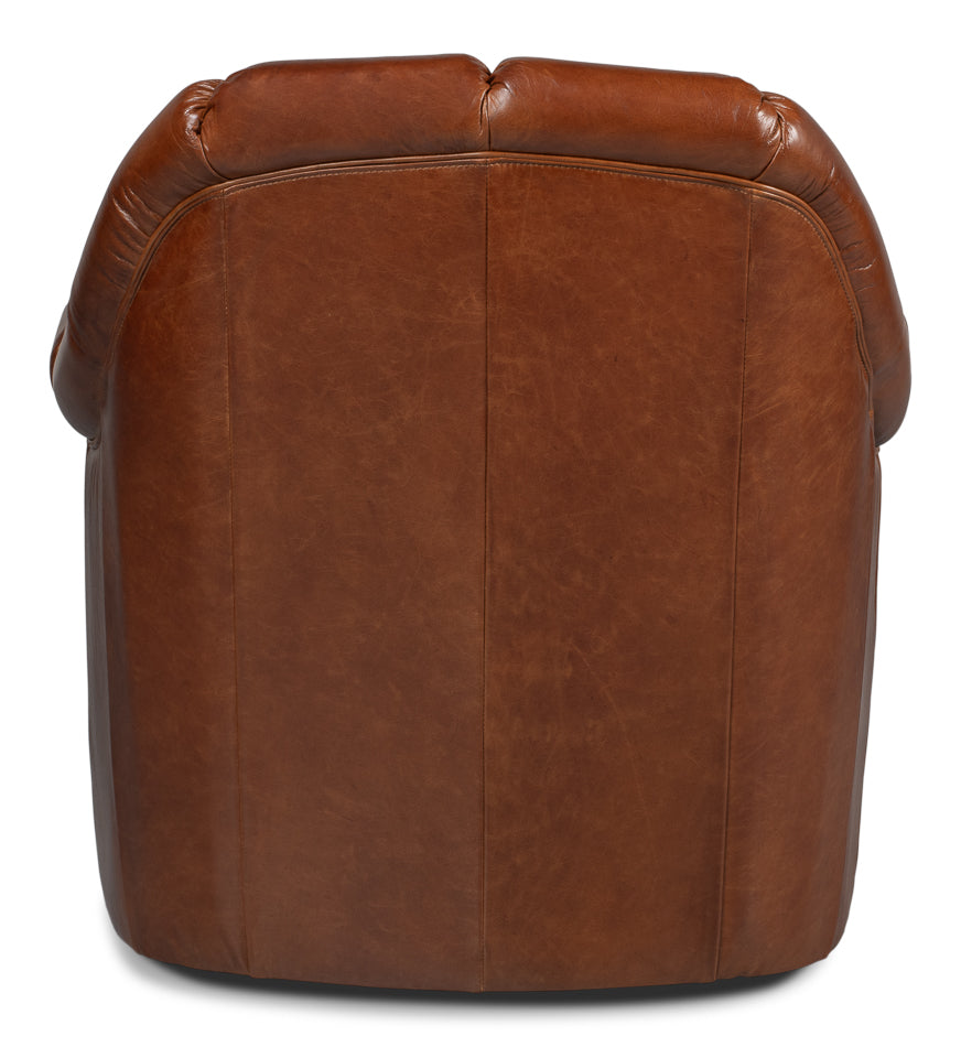 Scoth Swivel Chair In Distilled Leather