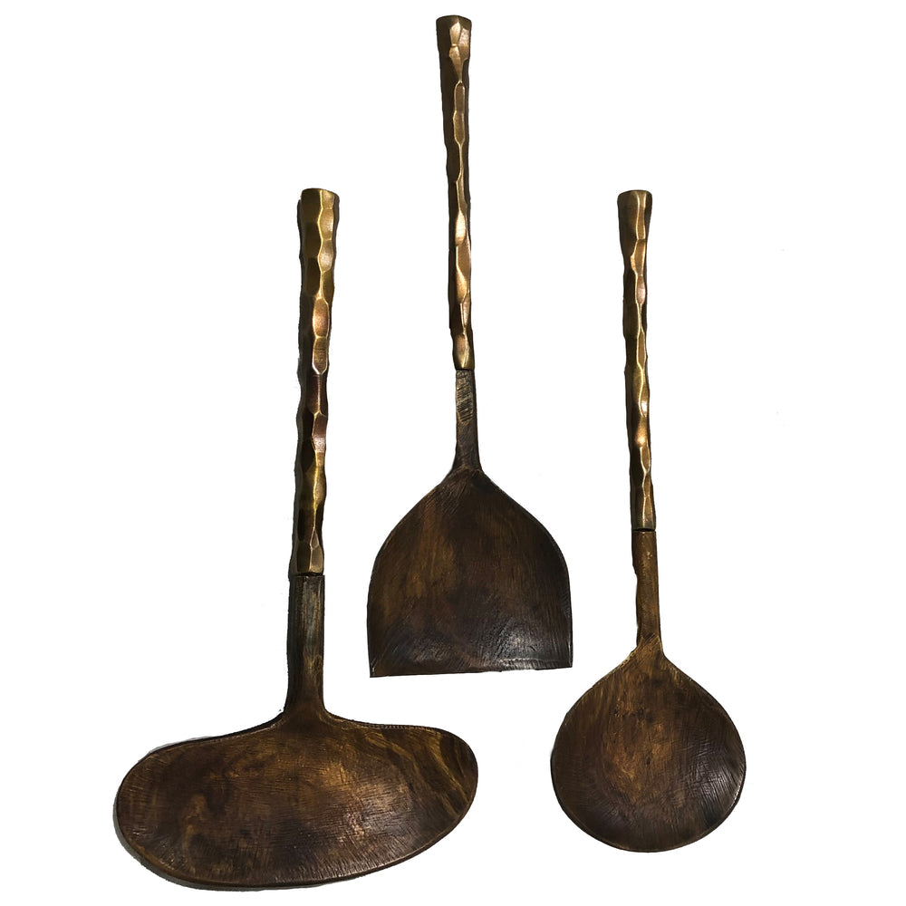 Salad Server Set of 3, Primitive Horn-ABIGAILS-ABIGAILS-549005-Bar Decor-1-France and Son