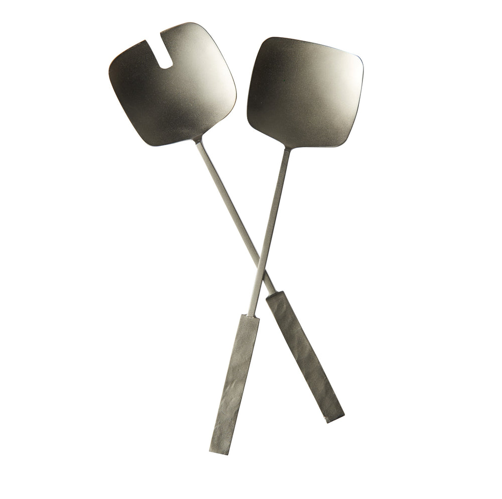 Salad Servers, Square Foot, Set/2-ABIGAILS-ABIGAILS-549017-Bar DecorNickel-2-France and Son