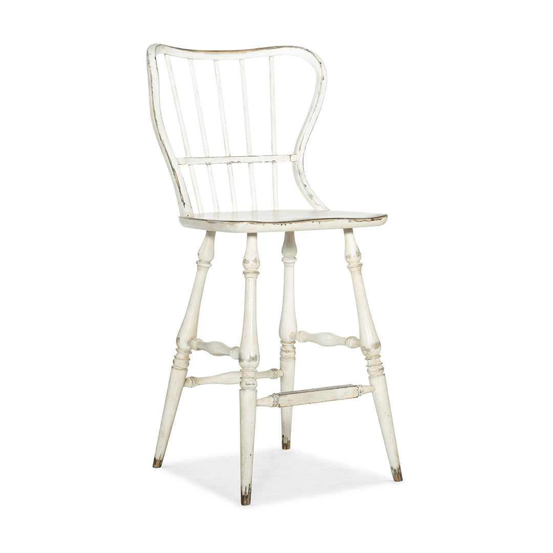 Ciao Bella Spindle Back Bar & Counter Stool-Hooker-HOOKER-5805-75361-02-Bar StoolsBar Stool-Vintage Chalky White-1-France and Son