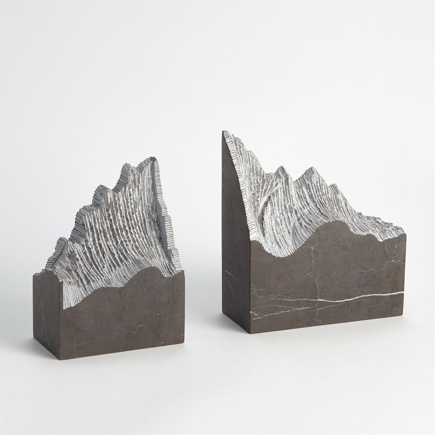 Pair Mountain Summit Bookends - Grey Marble-Global Views-GVSA-7.91464-Bookends-1-France and Son