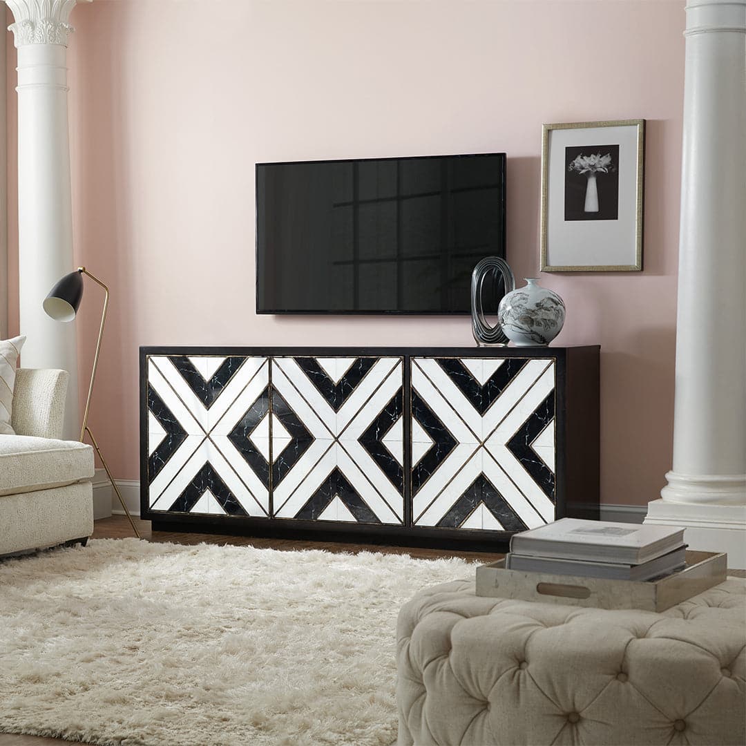 Sanctuary Noir Et Blanc Entertainment Console-Hooker-HOOKER-5875-55480-00-Media Storage / TV Stands-2-France and Son