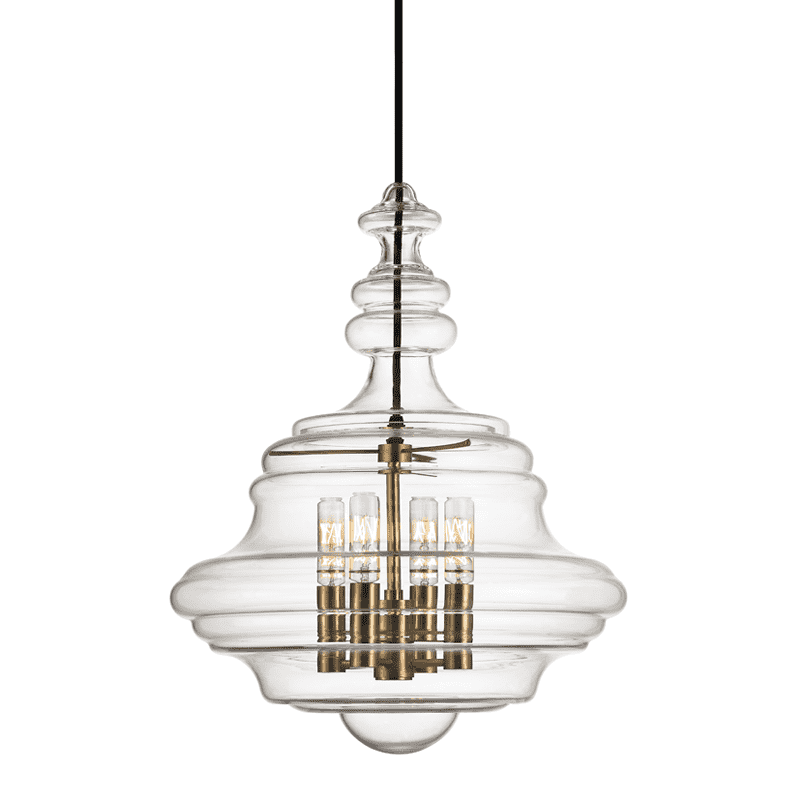 Washington 4 Light Small Pendant-Hudson Valley-HVL-4016-AGB-PendantsAged Brass-1-France and Son