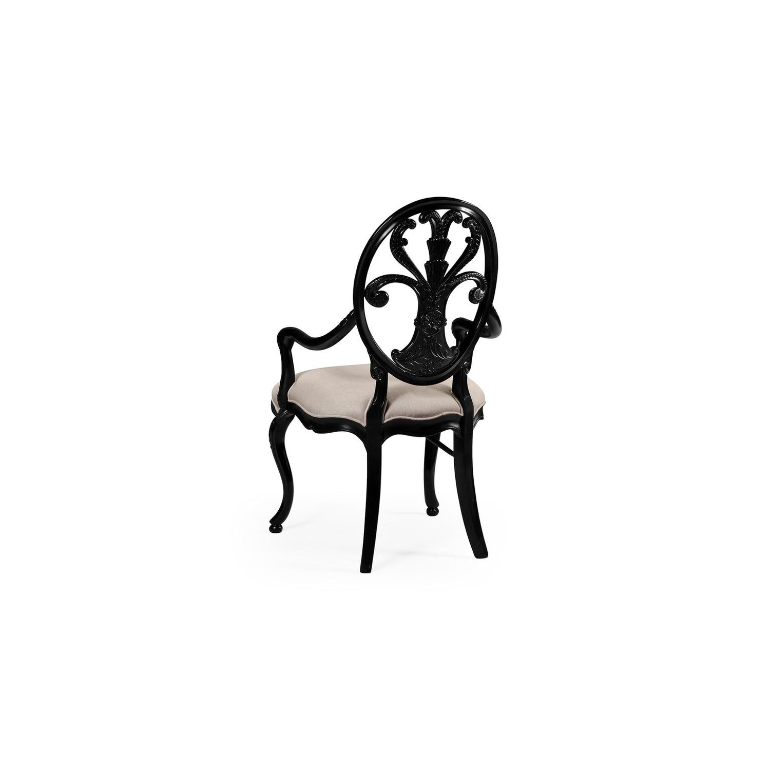 Sheraton Style Oval Back Arm Chair-Jonathan Charles-JCHARLES-494941-AC-WAL-L002-Dining ChairsWalnut & Medium Antique Chestnut Leather-3-France and Son