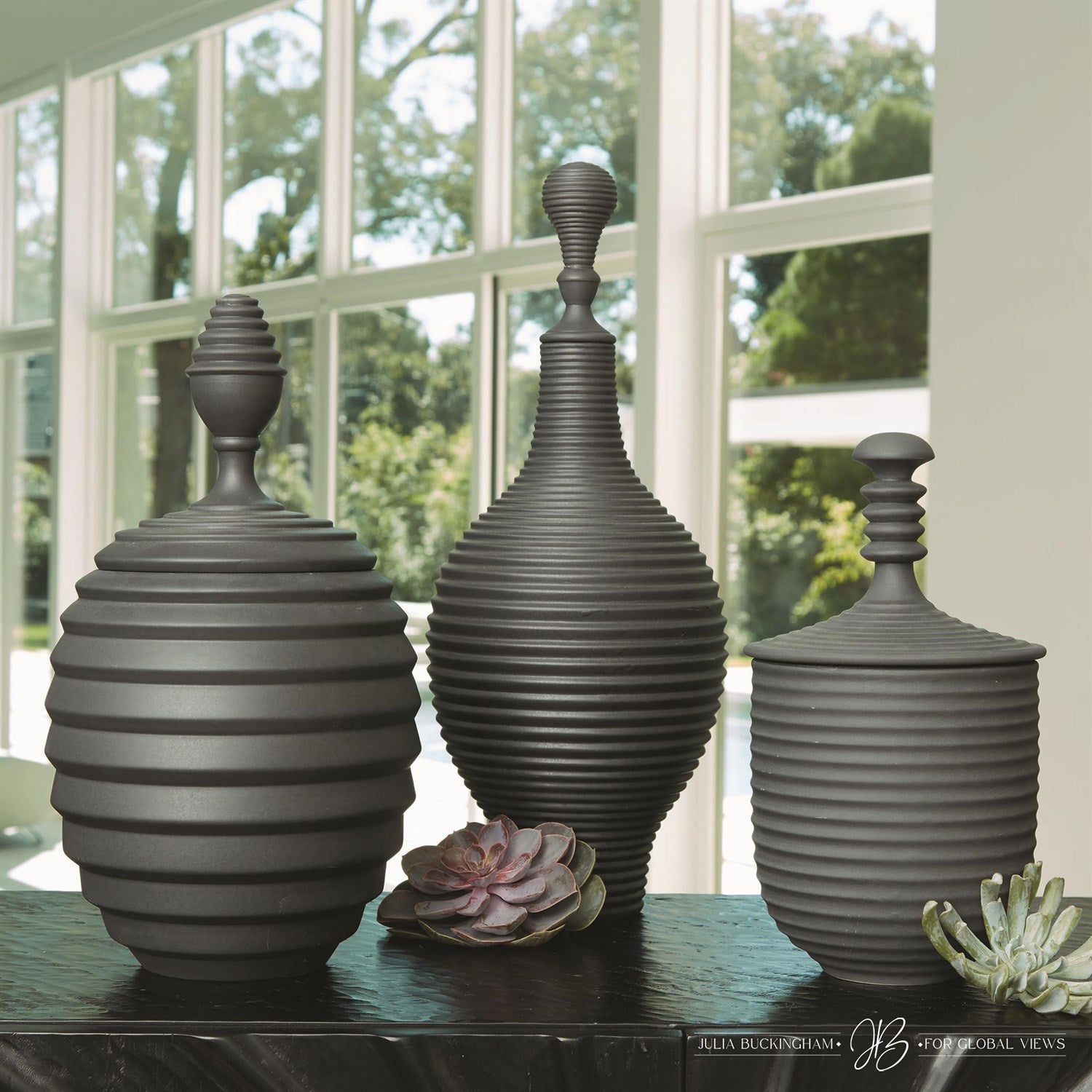Orion Jar-Black-Med-Global Views-GVSA-JB1.10049-Vases-3-France and Son