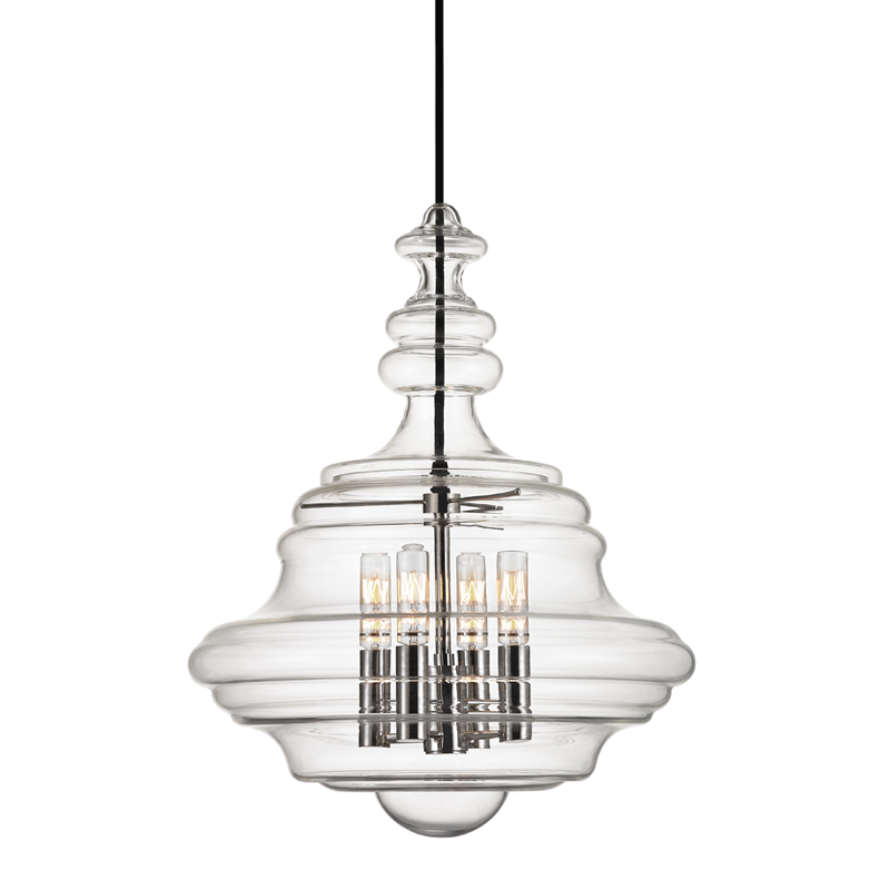 Washington 4 Light Small Pendant-Hudson Valley-HVL-4016-PN-PendantsPolished Nickel-2-France and Son
