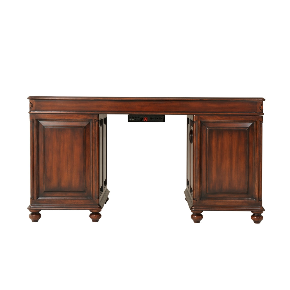 Edwardian Gentleman's Pedestal Desk-Theodore Alexander-THEO-7100-117BD-Desks-6-France and Son