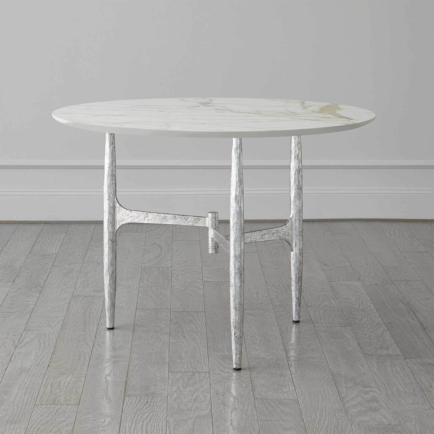 Radius Round Table - Silver w/Golden White Top-Global Views-GVSA-7.91585-Side Tables-3-France and Son