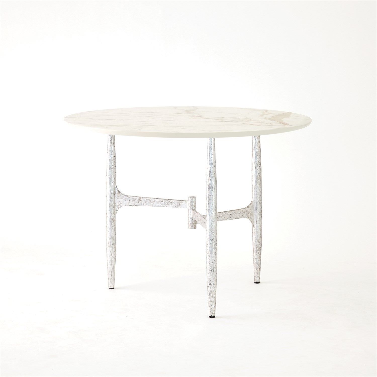 Radius Round Table - Silver w/Golden White Top-Global Views-GVSA-7.91585-Side Tables-1-France and Son