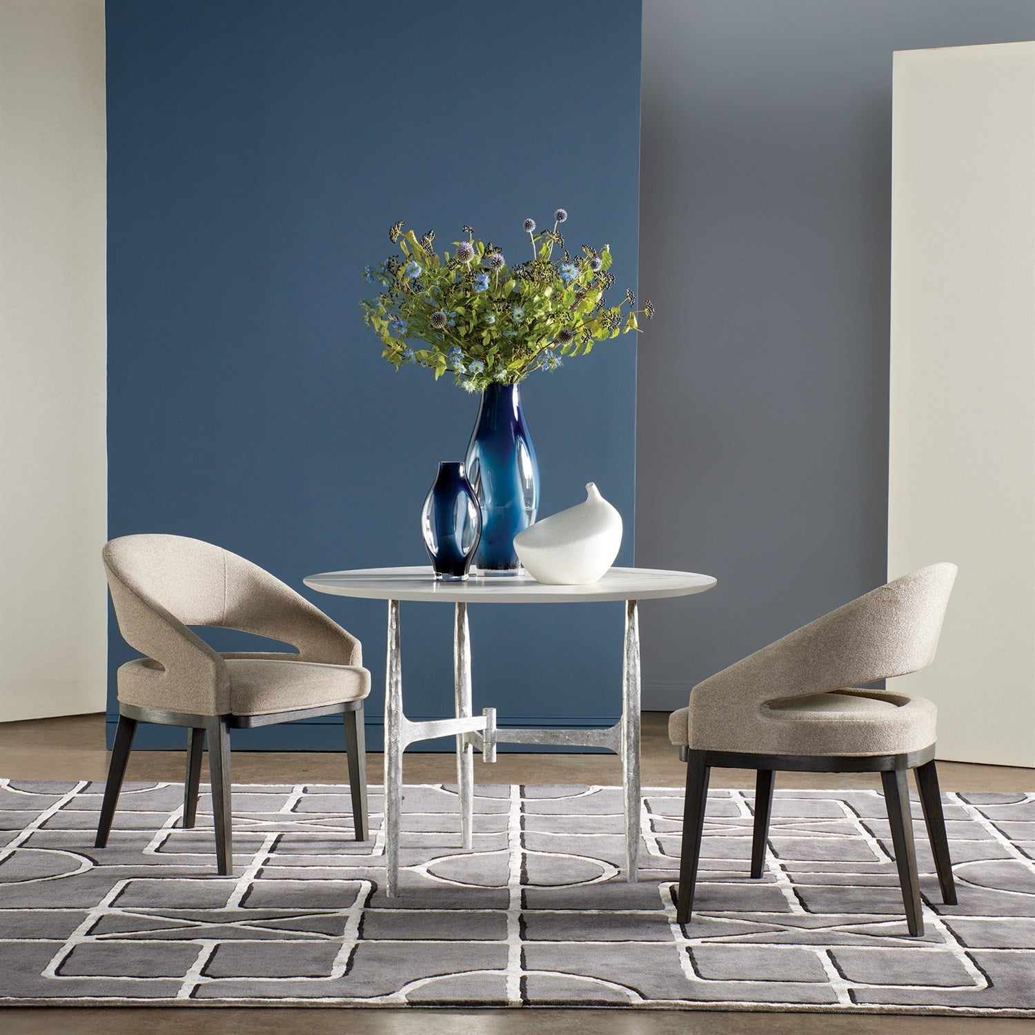Radius Round Table - Silver w/Golden White Top-Global Views-GVSA-7.91585-Side Tables-2-France and Son