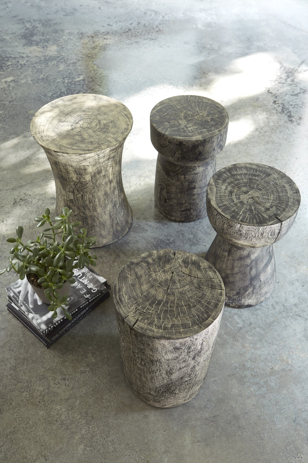 Chamcha Wood Stool-Phillips Collection-PHIL-TH69603-Stools & OttomansNatural-5-France and Son