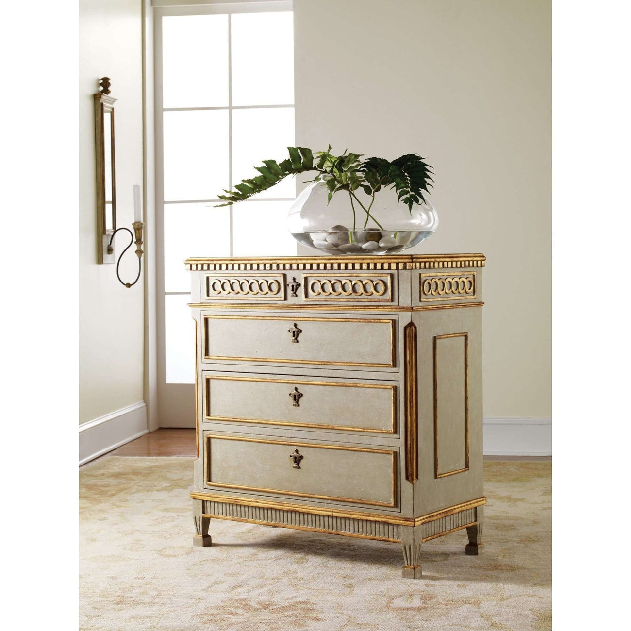 Painted Regency Chest - Antique Grey W/Gold-Modern History-MODERN-MH275F01-Dressers-1-France and Son