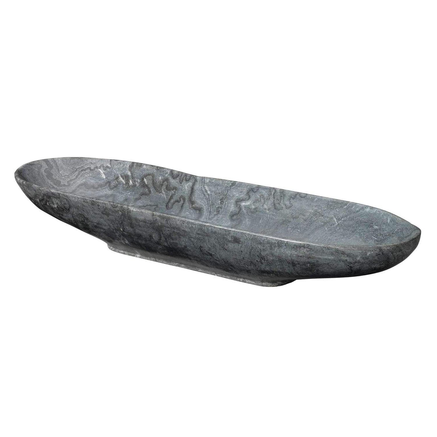 Long Oval Marble Bowl in Grey Marble-Jamie Young-JAMIEYO-7LONG-BOGR-Bowls-1-France and Son