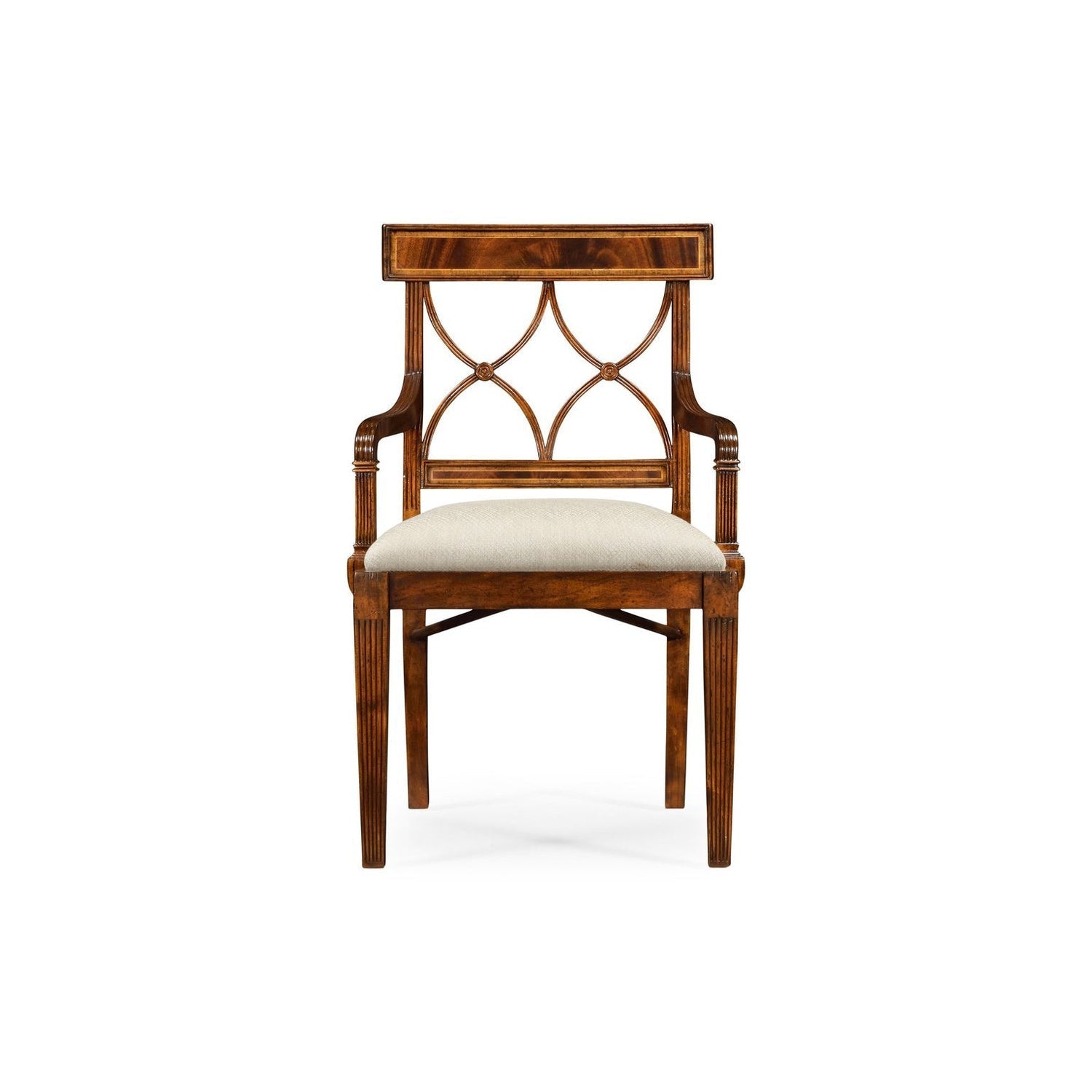 Regency Curved Back Arm Chair-Jonathan Charles-JCHARLES-494347-AC-EBF-F001-Dining ChairsBlack Painted & MAZO F001-12-France and Son