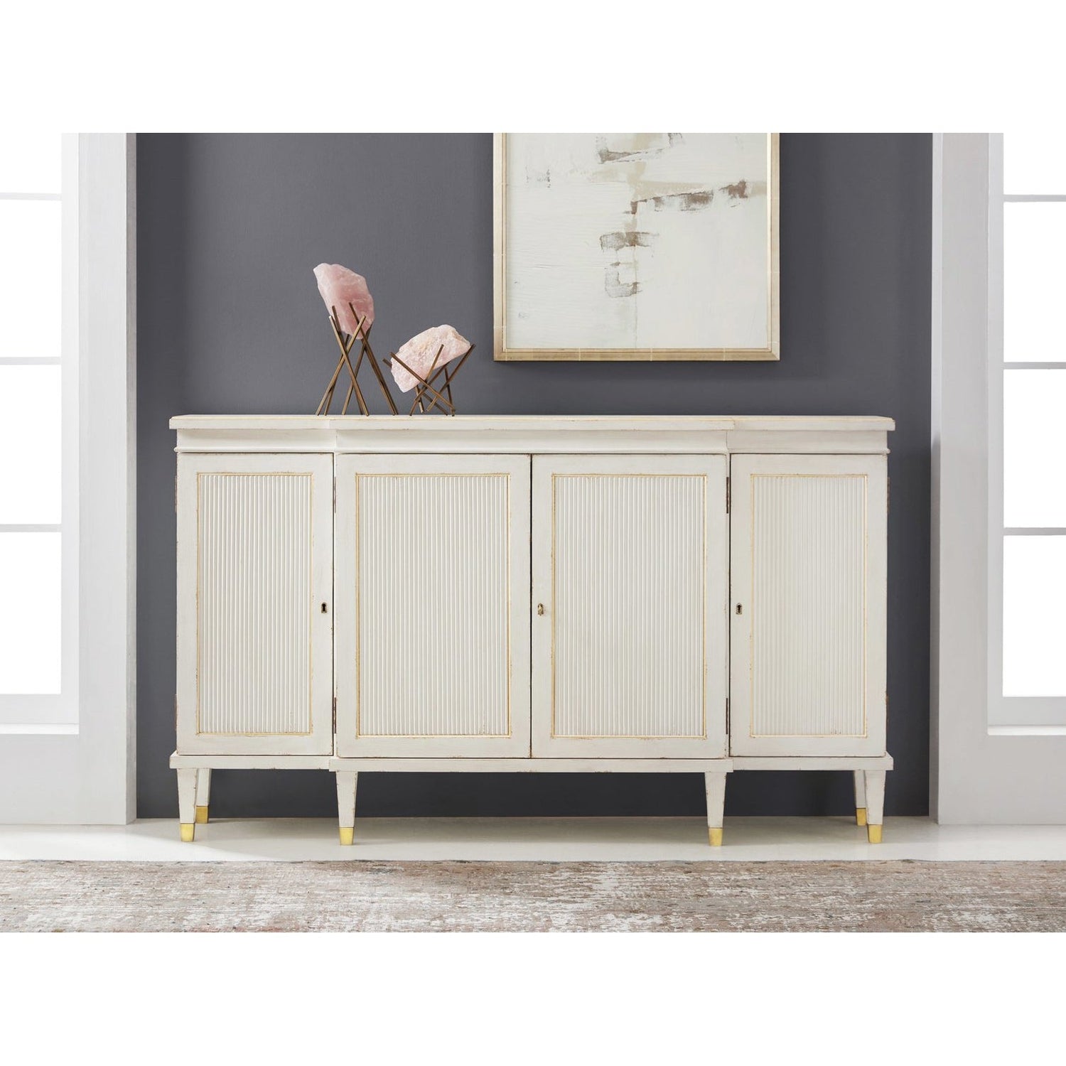 Swedish Reeded Breakfront Cabinet-Modern History-MODERN-MH722F02-Bookcases & Cabinets-1-France and Son