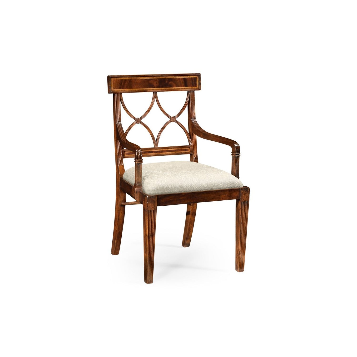 Regency Curved Back Arm Chair-Jonathan Charles-JCHARLES-494347-AC-MAH-F200-Dining ChairsMahogany & Skipper F200-11-France and Son