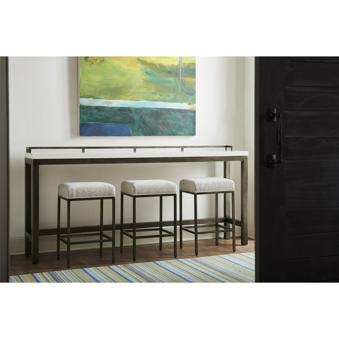 Meringue Essence Console Table With Stools-Universal Furniture-UNIV-915X803-Console Tables-2-France and Son