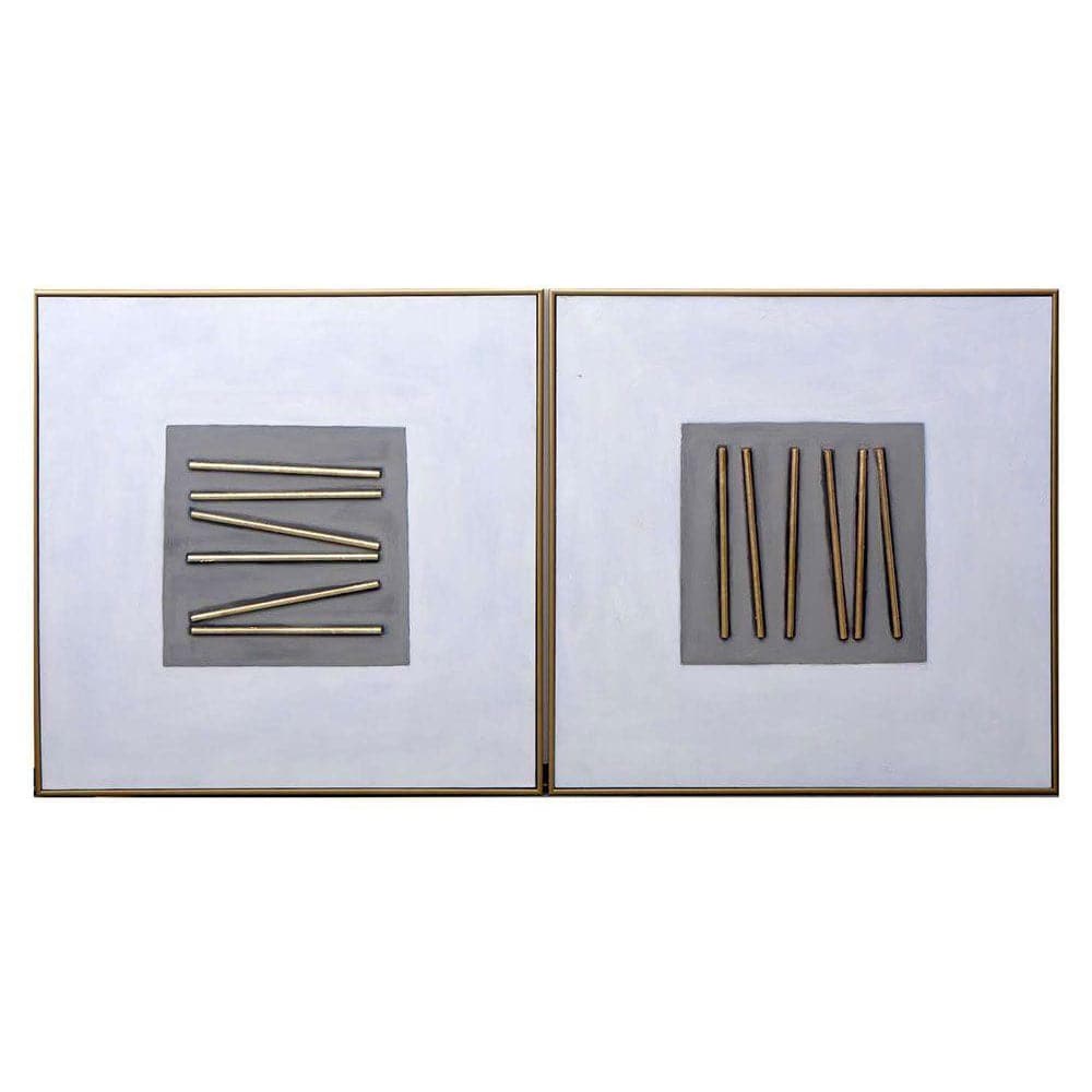 Pick Up Sticks (Set Of 2) - 48" x 48" - Gold Floater Frame-Sunpan-SUNPAN-A0192-Wall Art-1-France and Son