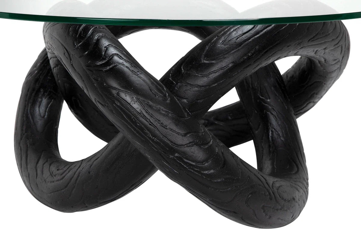 Phobos Coffee Table with Glass - Black