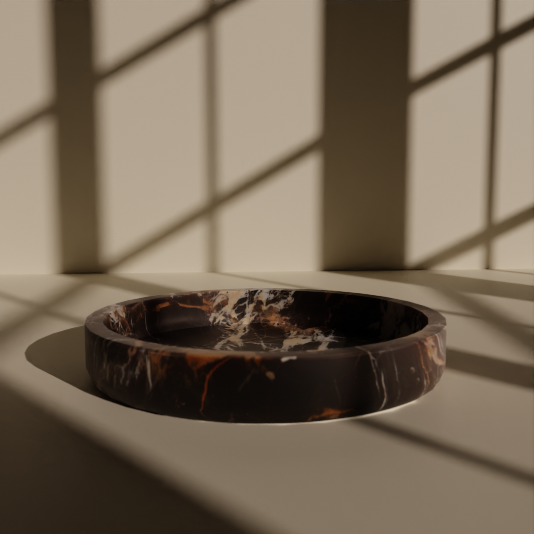 Sycamore Collection 14" Bowl-FABLER-MC-BW61-BG-BowlsBlack & Gold-Marble Honed Finish Bowl-1-France and Son