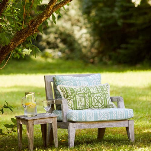 Bamboo Lattice Pillow w/ Trim-Ann Gish-ANNGISH-PWBL2424T-AQU-CRE-PillowsBlue/ White-3-France and Son