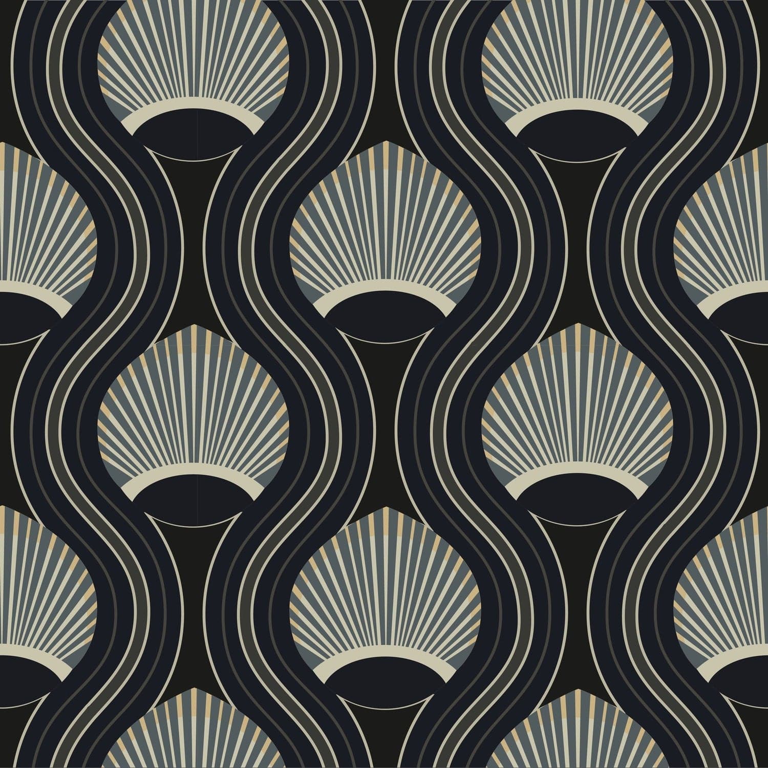 Riviere Wallpaper-Mitchell Black-MITCHB-WCCE6-SB-PM-10-Wall DecorPatterns Stone Blue-Premium Matte Paper-4-France and Son