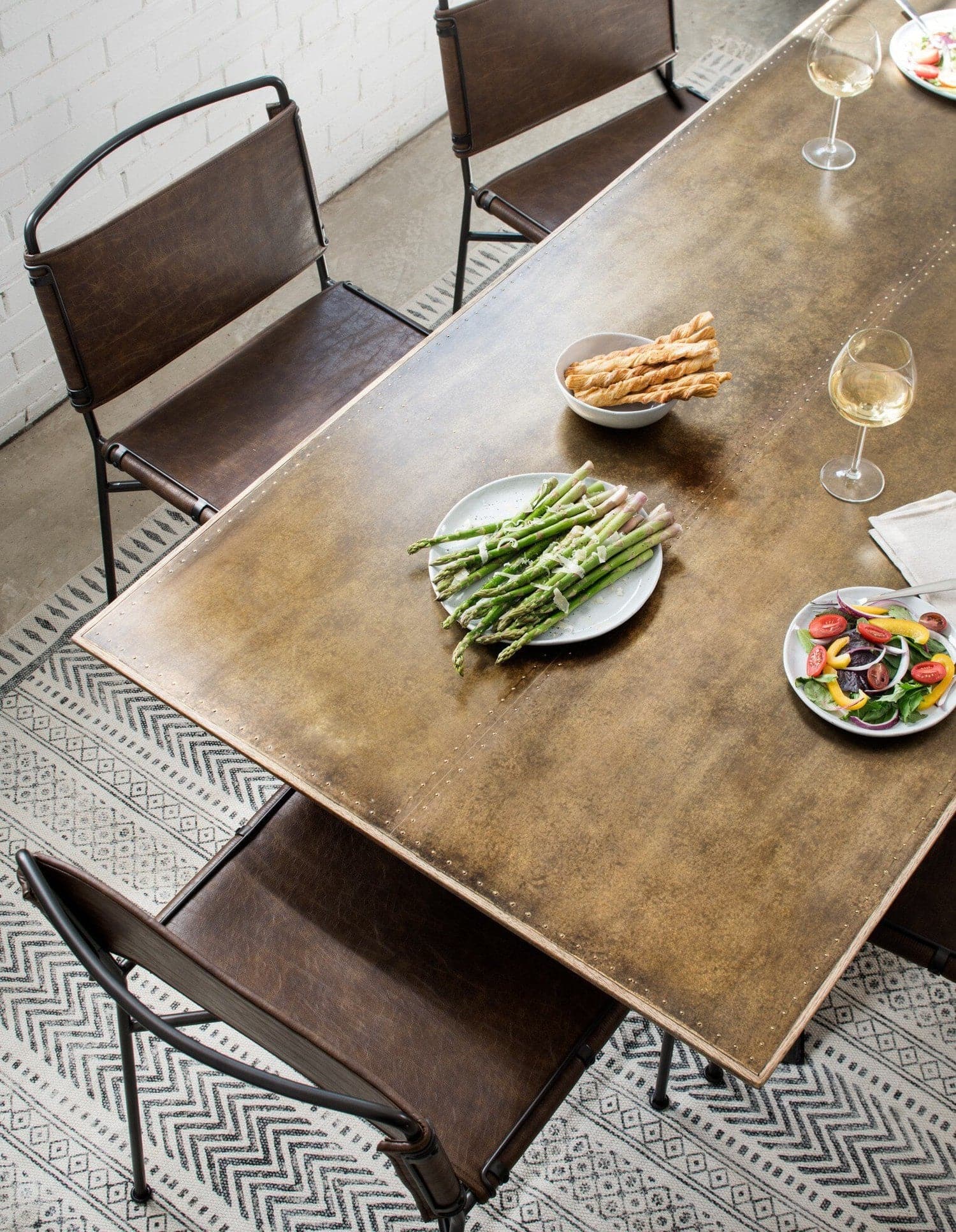 Spider Dining Table - Bright Brass Clad