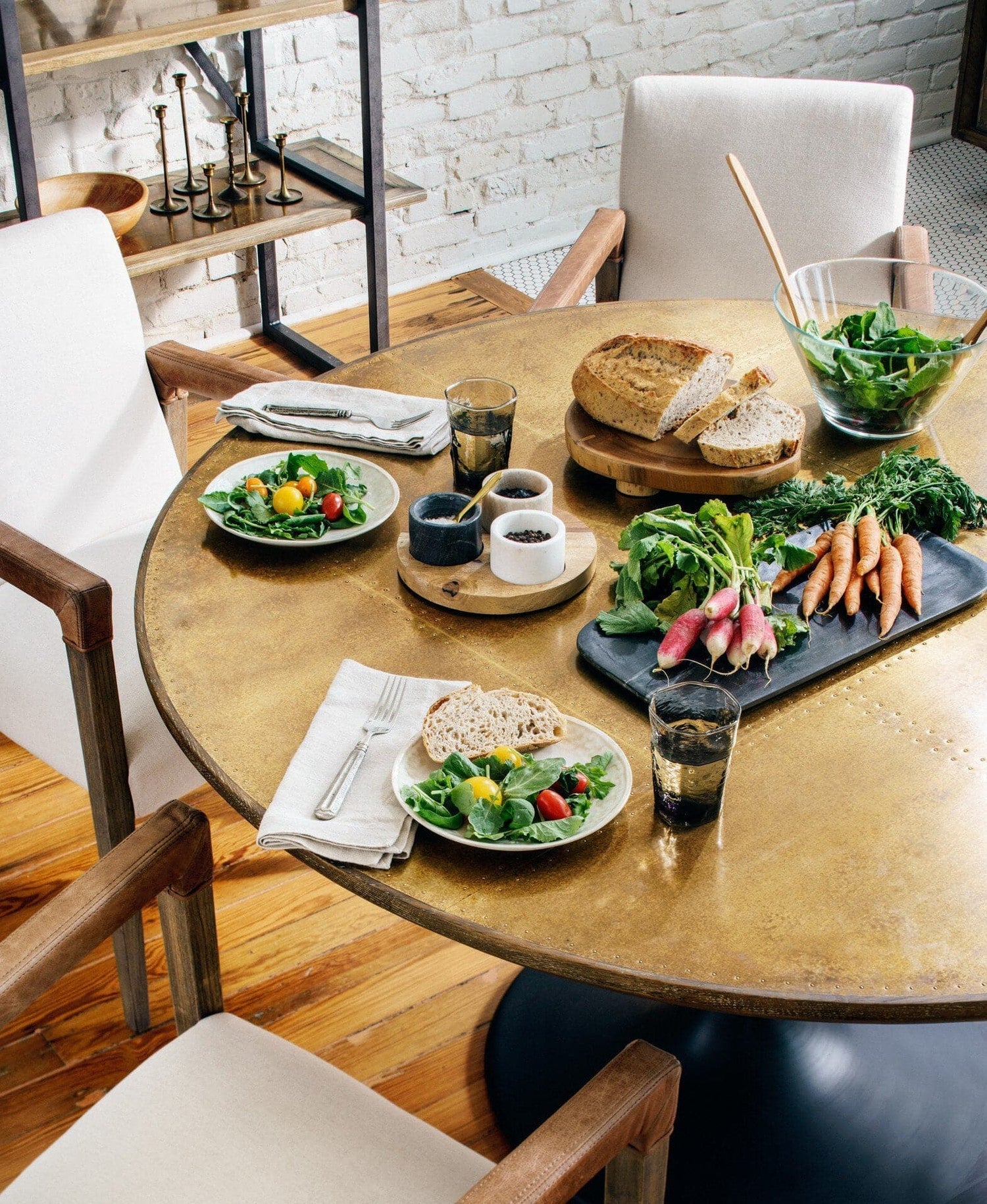 Powell Dining Table - Bright Brass Clad