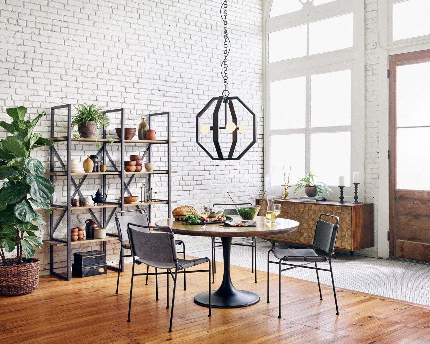 Powell Dining Table - Bright Brass Clad